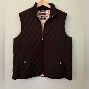 Lands' End Quilted Brown Women's Vest - Diamond Stitch, Size Large